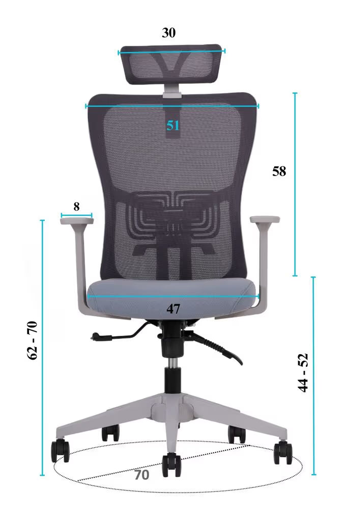 Hanah Home Kancelarijska stolica Lumbar 126, Siva