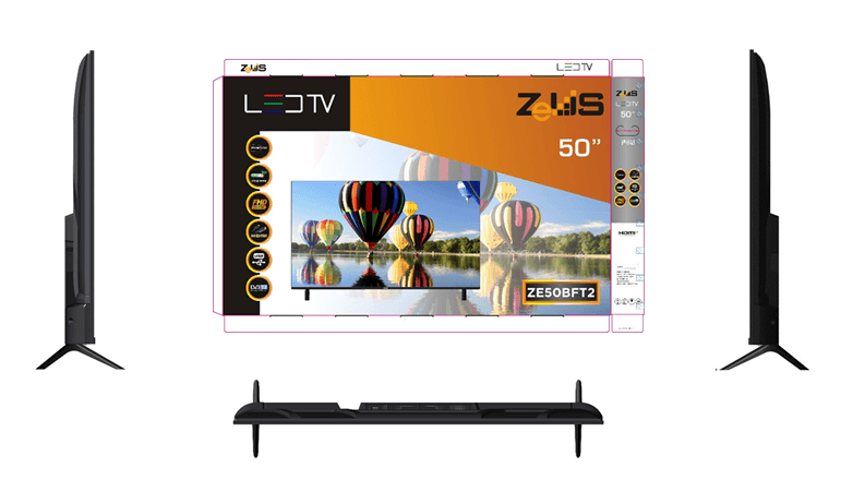 Zeus Televizor ZE50BFT2 50", Full HD, Direct LED, Frameless, Crni