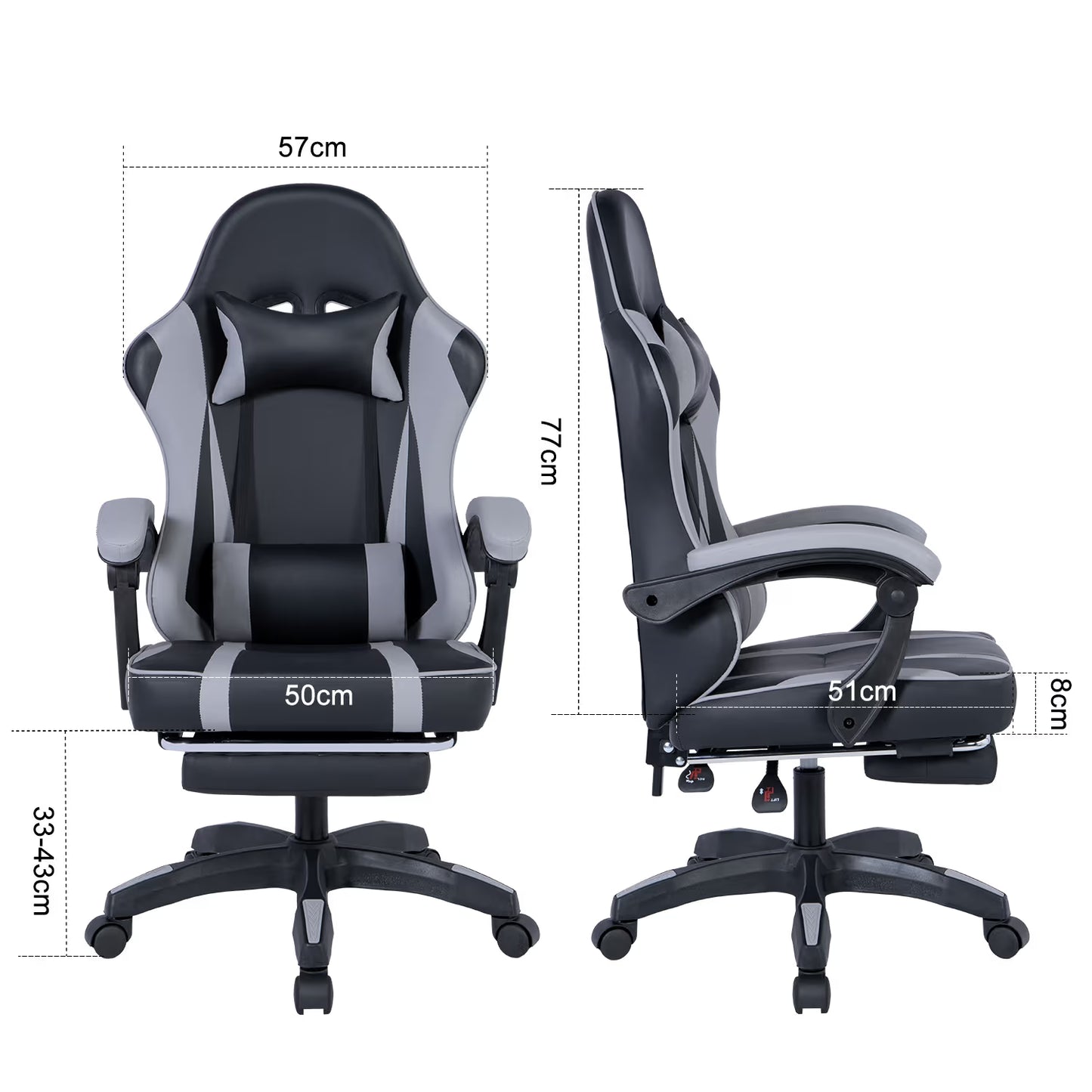 Trick Gejmerska stolica sa dodatkom za noge 928, Siva