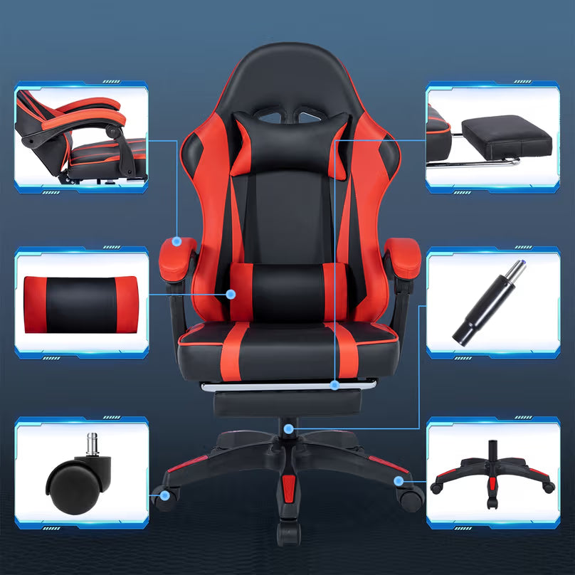 Trick Gejmerska stolica 928, Sa dodatkom za noge, Crveno-Crna